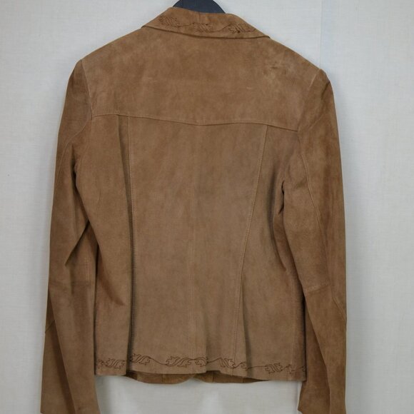 Y2K 100% leather Blazer Jacket with Embroidery office core Academic - Picture 2 of 10
